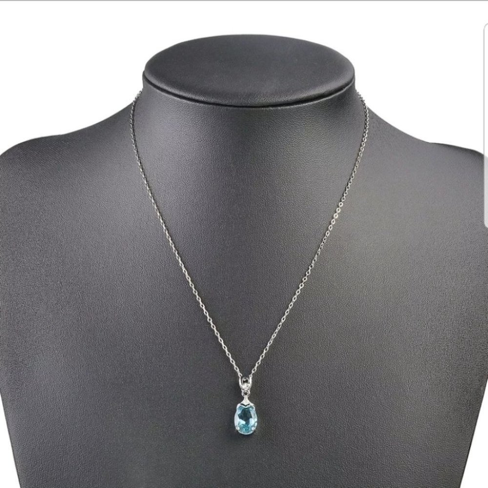 New light blue natural stone necklace pendant - Picture 4 of 8